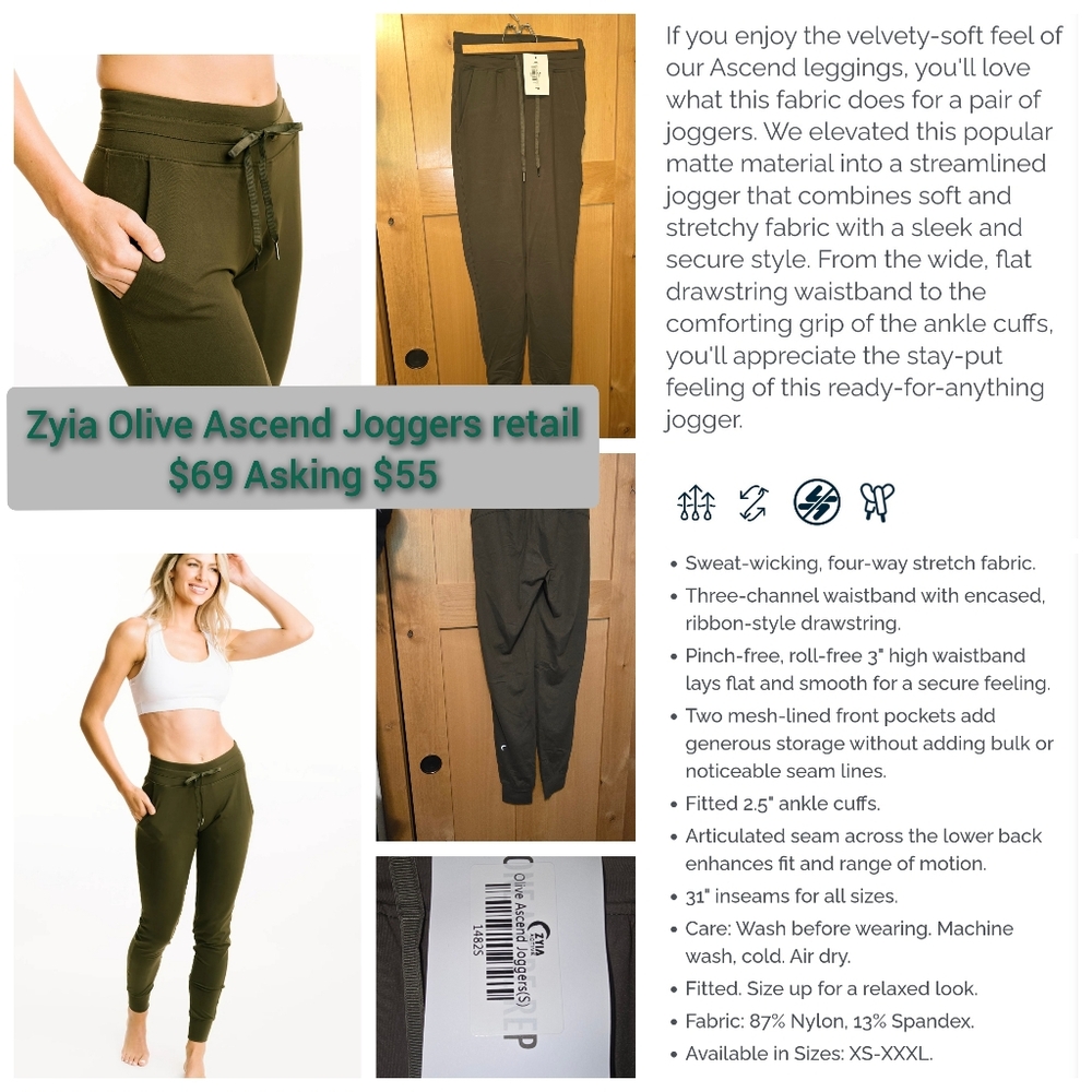 Zyia Joggers Green Size Small Brand New With Tags